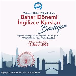 Yabancı Diller Yüksekokulu Bahar Dönemi İngilizce Kursları